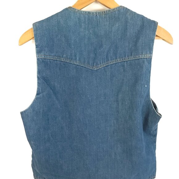 Vtg Levi's Panatela Vest Men’s Med? Blue Denim Western 70s Distressed Thrashed - Picture 7 of 13
